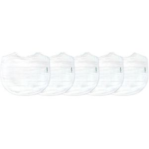 Muslin Bibs, 0-12 Months, White, 5 Pack